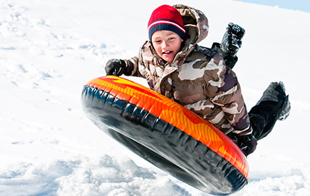 Fun in snow with snow tubing